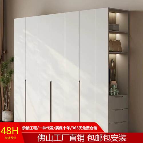 奢实木多层88一轻门到顶衣柜门家用卧室厅客五六转角书桌一体大衣