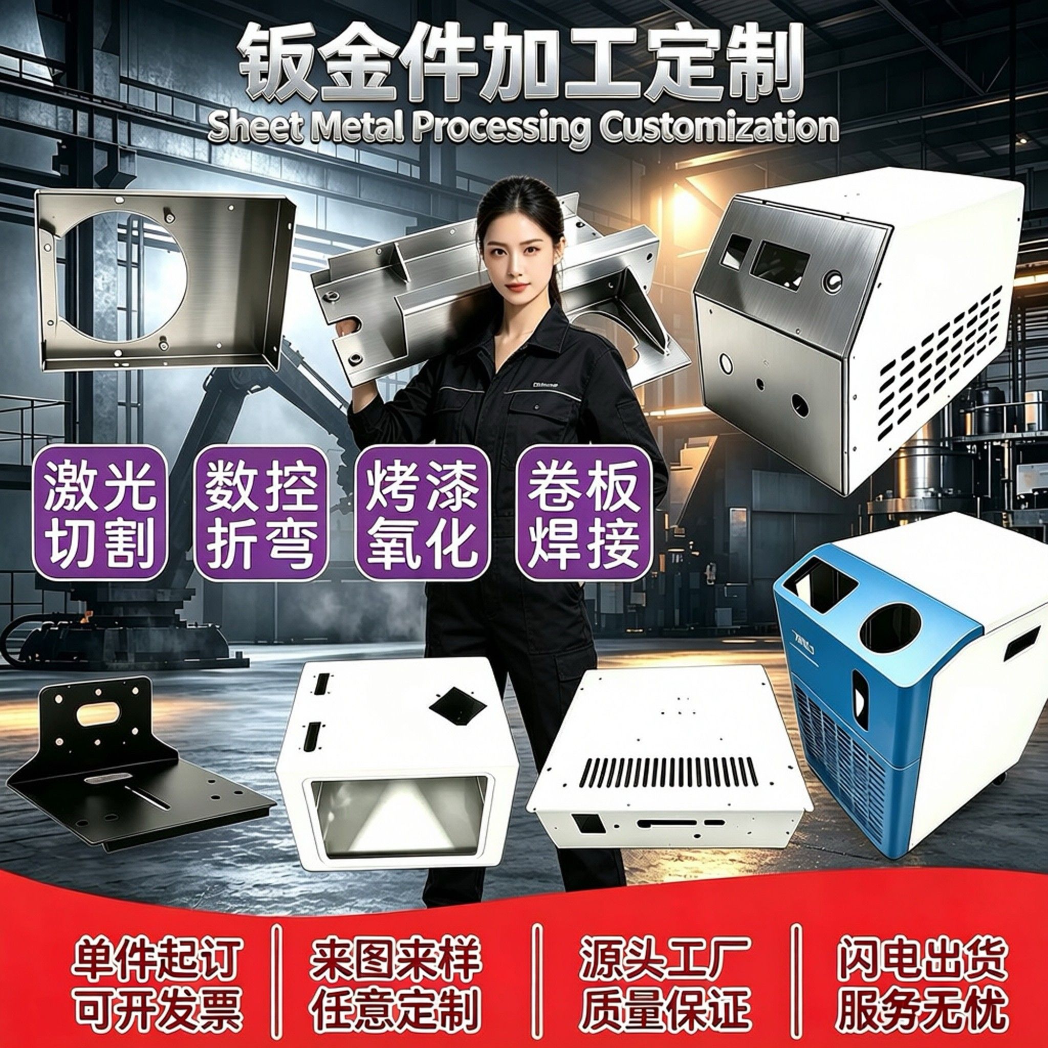 304不锈钢铜铝铁板加工机箱定做激光切割折弯焊接来图定做