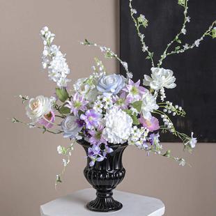 花瓶陶瓷高级感中古高颜值家居摆件轻奢插花瓶多肉花盆复古 欧式