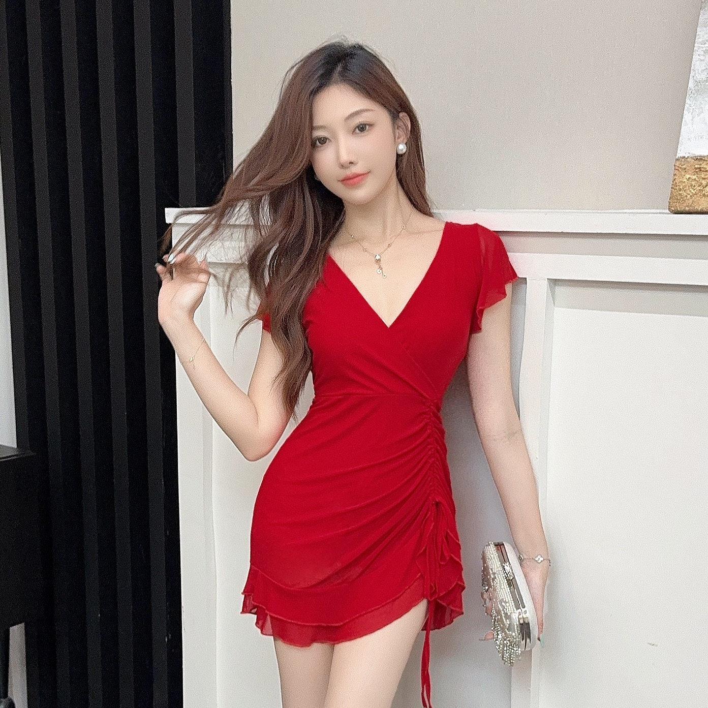 夜总店女装连衣裙开叉性感桑拿按摩足疗技师工作服女夜场上班衣服