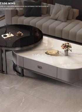 岩板茶几客厅家cy-45152用轻奢现代红简茶约小户型茶圆形2025桌新