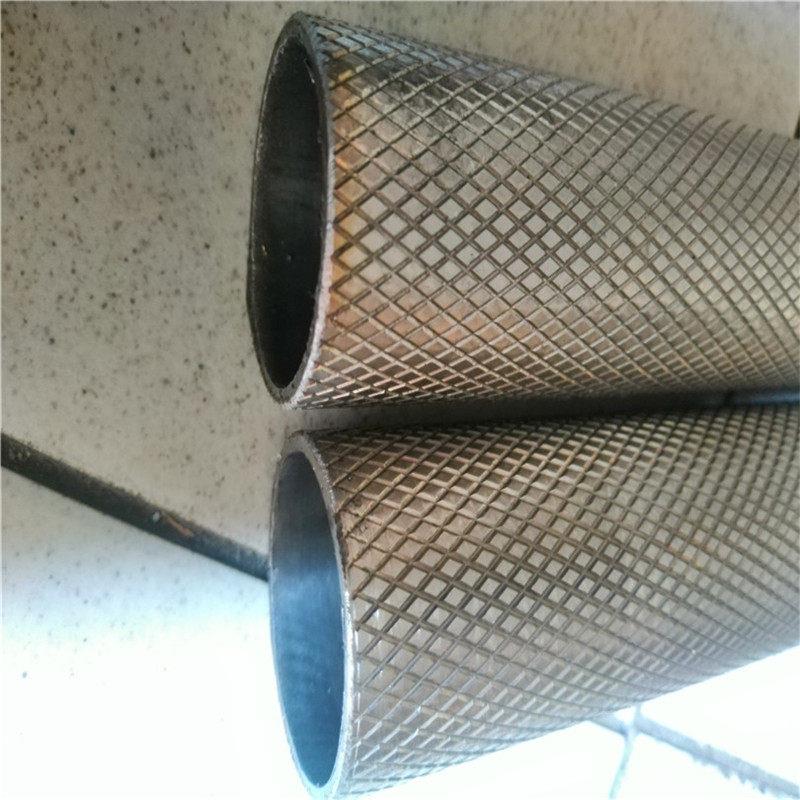 网纹空心不锈钢管304滚花装饰半管 直纹圆棒 蕾丝钢套50*3 50*5