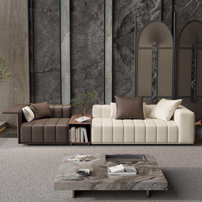 钢琴键真皮沙发意式轻奢Freeman极简设计师客厅别墅沙发