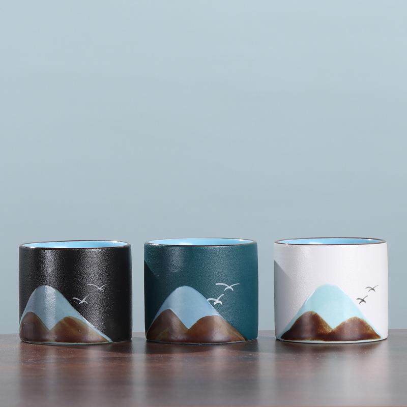 日式远山功夫小茶杯釉画彩手绘杯子主人杯茶盏陶瓷品茗杯伴手礼品,餐饮具,马克杯,淘宝优惠券,粉丝福利购,淘宝优惠卷