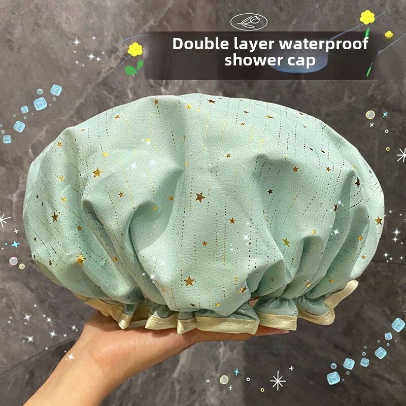 女式双层浴帽防水沐浴家用防油烟头罩女童干发面膜专用浴帽2025新