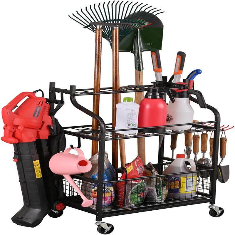 带轮子的花园工具收纳架电动工具收纳盒工具支架整理储物架置物架