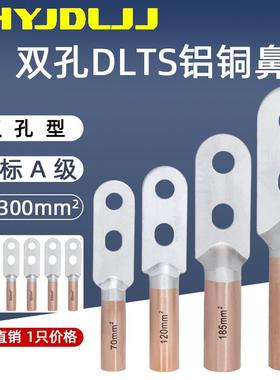 双孔铝铜鼻子DLTS-16/25/3507095120/300平方A级铜铝过渡接线端子