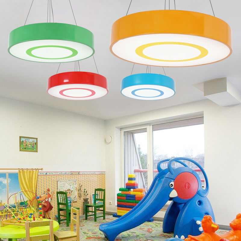 创意彩色圆圈吸顶灯个性游泳馆儿童乐园护眼幼儿园教室办公室吊灯