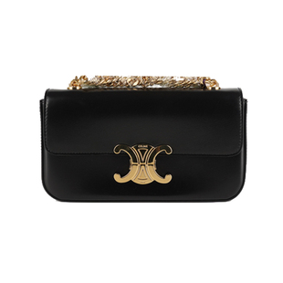 2折[9.9新]赛琳CELINE女士凯旋门黑色链条腋下包F5035参考价2..2w