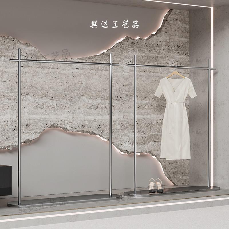 服装店展示架不锈钢黑色挂衣架陈列架落地式女装店铺专用陈列货架
