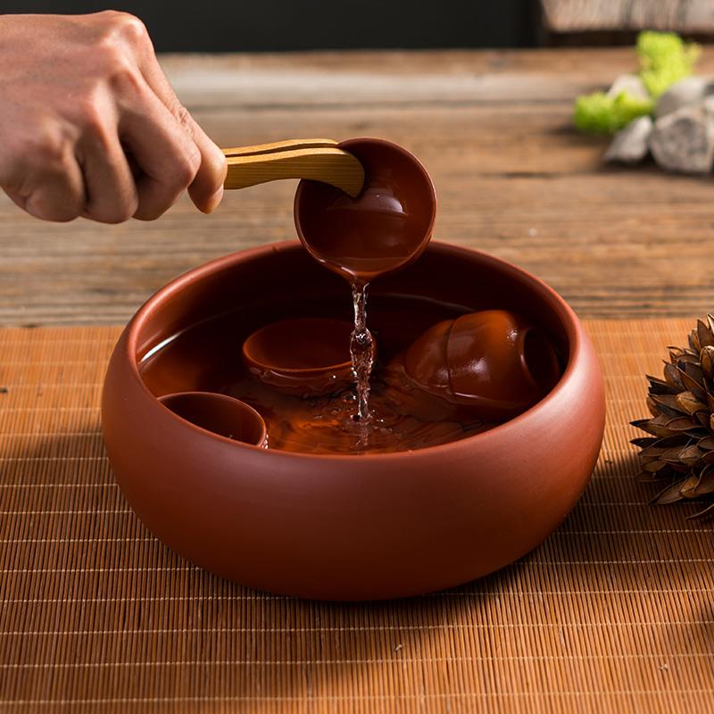 紫砂茶洗功夫水盂茶碗笔洗杯洗纯色花盆特大号红黑紫6.7.8.10英寸