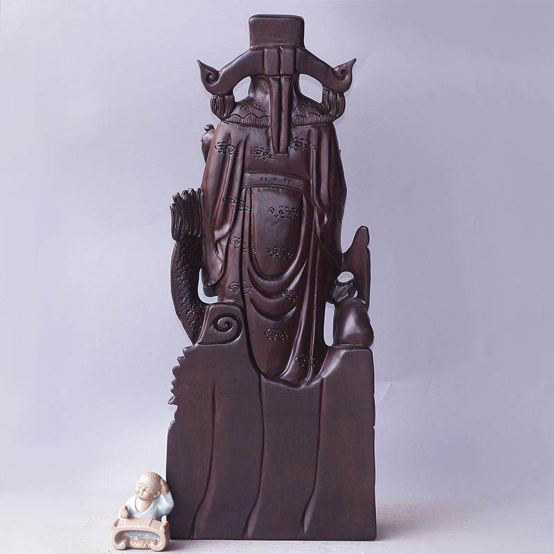 雲缘黑檀木雕刻摆件 木雕刻工艺品 踏龙财神厂家