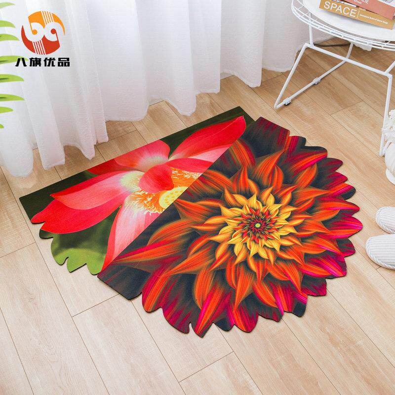 新款3D立体花型橡胶进门垫好打理地垫防滑耐磨防潮半圆家用装饰垫