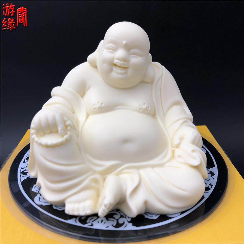 新款象牙果笑口常装开弥勒佛汽车摆件内饰品车室创意佛像办公客厅