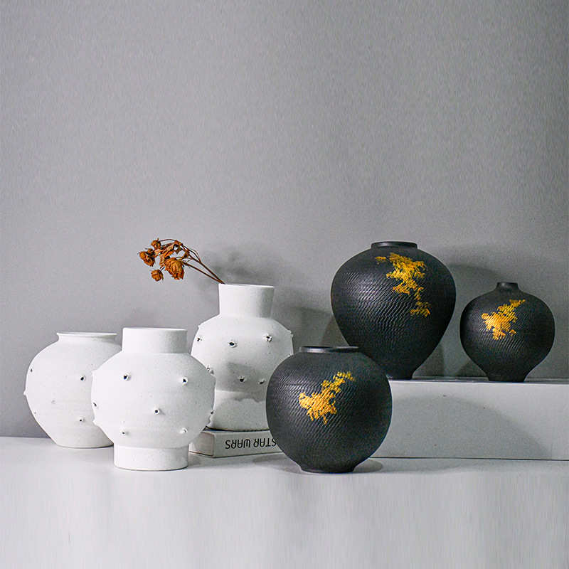 景德镇腾跃陶瓷现代新中式创意陶瓷花器酒店样板间插花花瓶摆件
