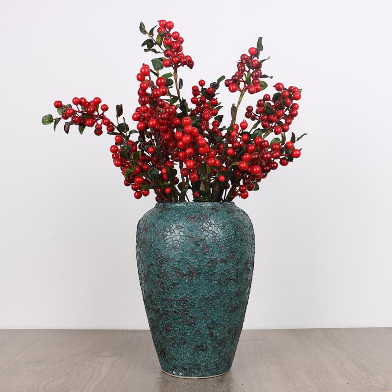 高档裸生活仿古新式陶瓷花花瓶鱼鳞片复古创意插摆件 客厅装 饰花