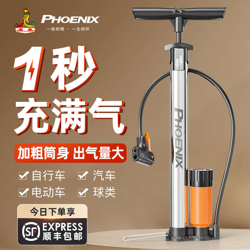 德国自行车打气筒家用新型高压气管子充气泵电瓶动车汽车篮球通用