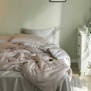 轻支赛尔60件套床上用品感冰凉被套四北欧丝天床单纯色丝夏季莱奢