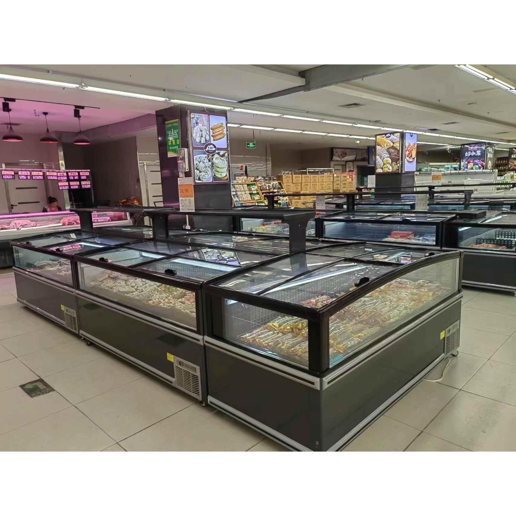 超大视窗展示面岛柜直冷冷冻展示柜自动化霜组合岛柜110V60HZ