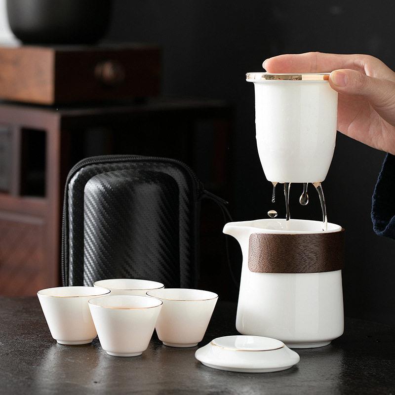 瓷都爆款汝窑便携式旅行茶具小套装备户外包随身功夫泡茶壶茶杯