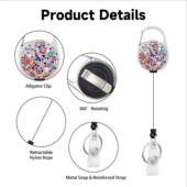 圆形锌合金AB彩色水钻闪钻易拉扣易拉得可旋转可伸缩ID卡证件扣