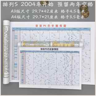 排列三排列五体育彩票历史开奖结果记录纸质版表格数据走势图包邮