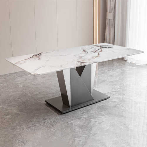 奢轻台感长方形式吃饭大理石家用新款小户型餐桌2025餐高级桌子意