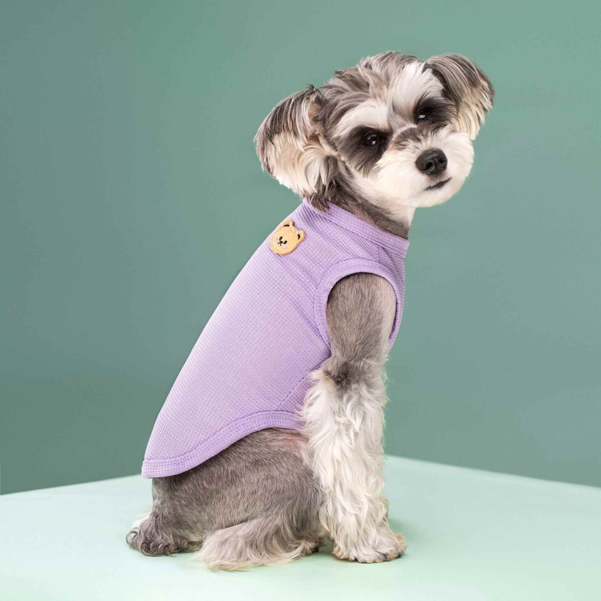宠物猫狗衣服春款华夫格宠物背心中小型犬泰迪比熊狗服饰