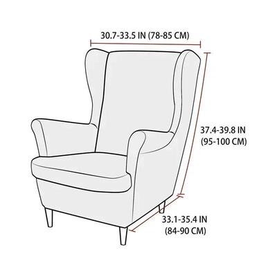 2pcs/set Velvet Wingback Chair Covers Removable Wing Armchai