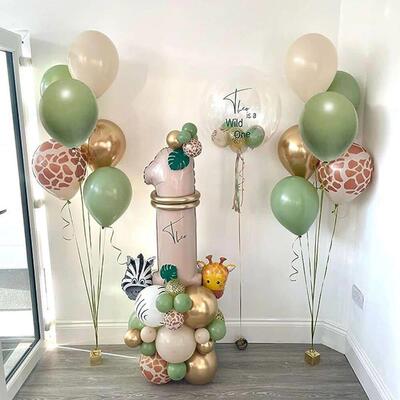 20pcs?Jungle?Animal?Theme?Party?Sage Green?Balloon?Caramel?N