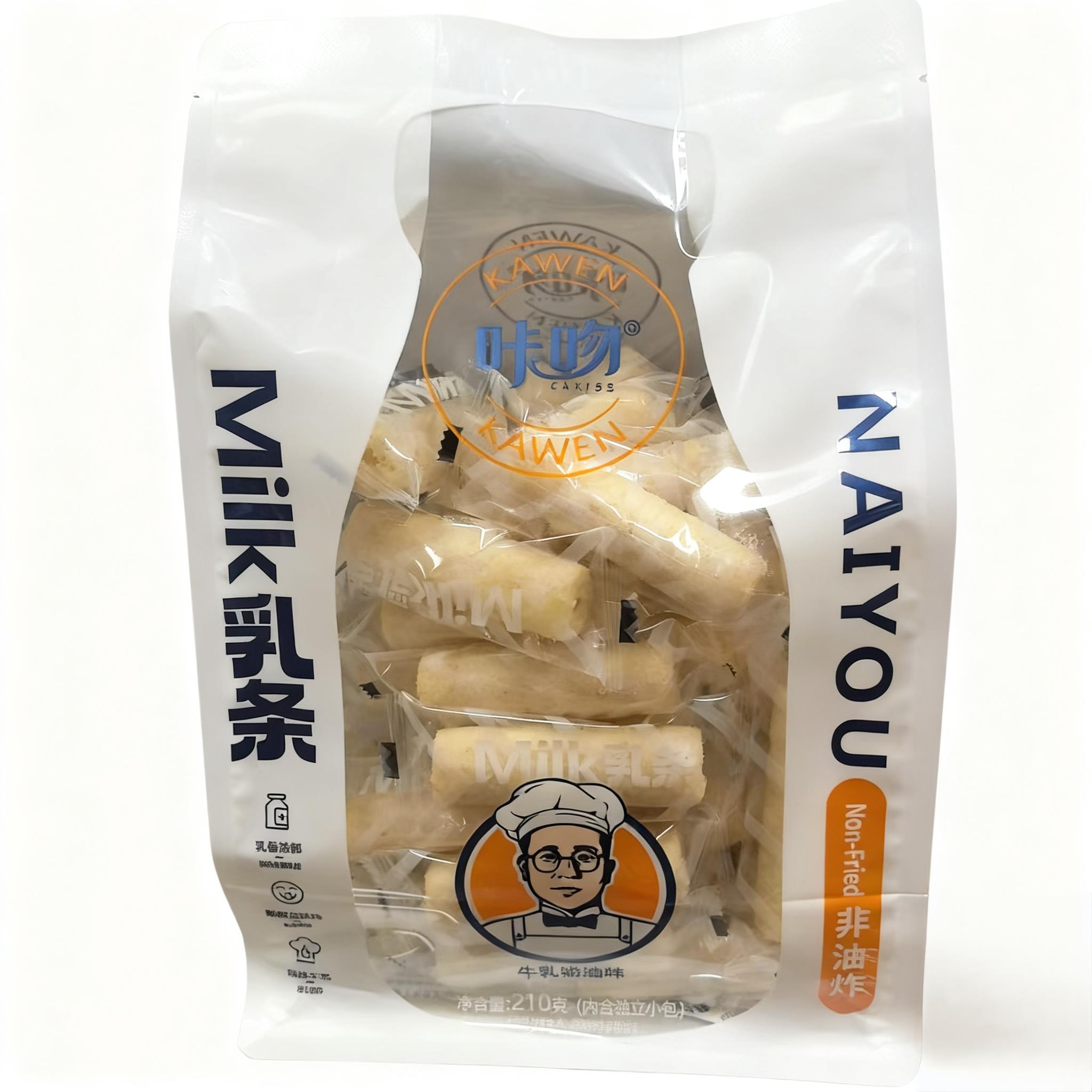 咔吻milk乳条210克袋装牛乳蛋黄香蕉奶油味米果空心脆休闲小零食