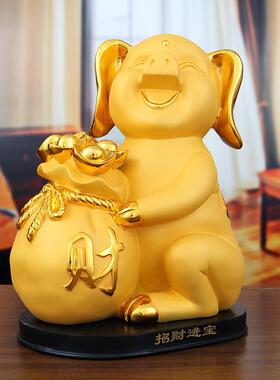 引进财宝猪饰品，可爱生肖金猪聚宝盆工艺品，办公家具，开业礼品