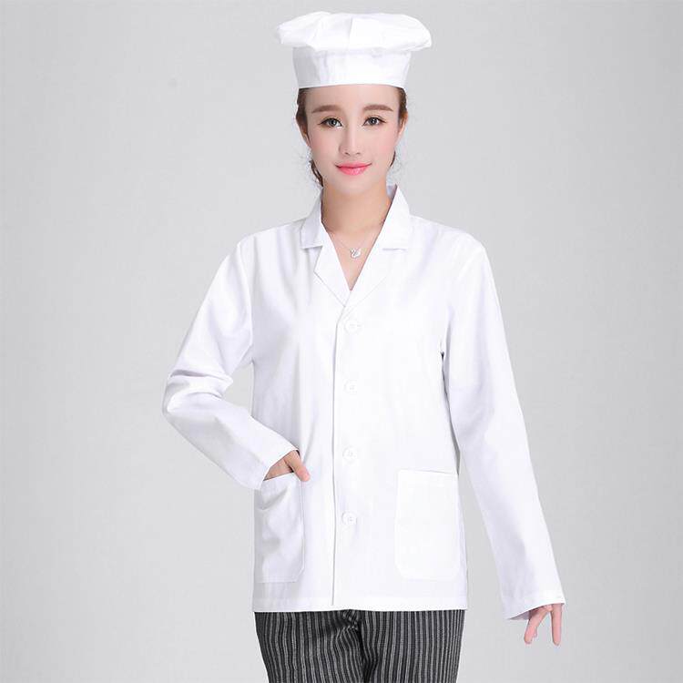厨师工作服女长袖秋冬白色学校幼儿园食堂厨房阿姨厨师服长袖套装