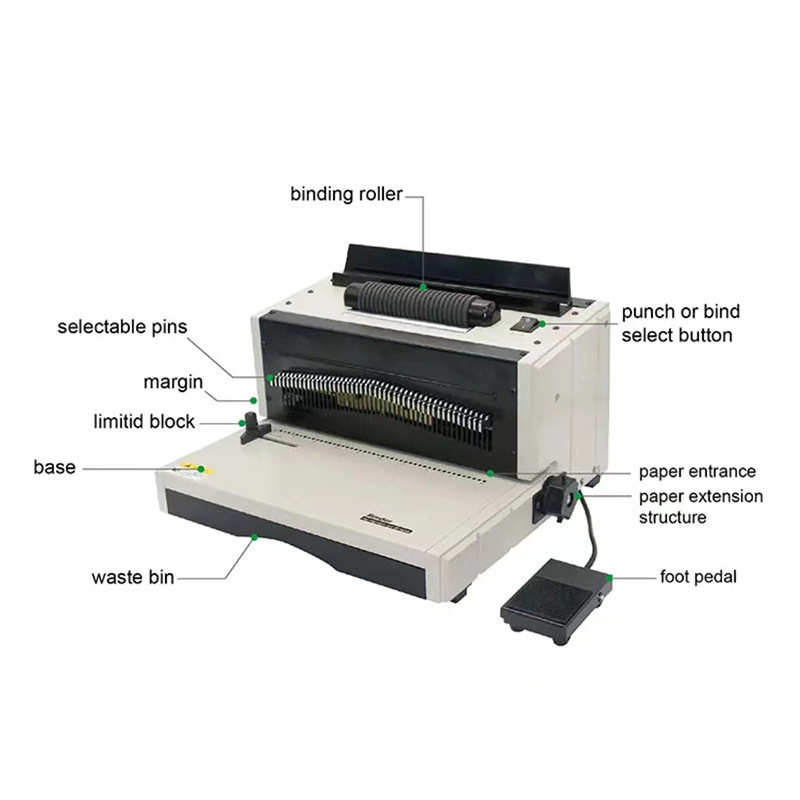 EC8706电动装订机单线圈标书办公文件打孔装订一体机