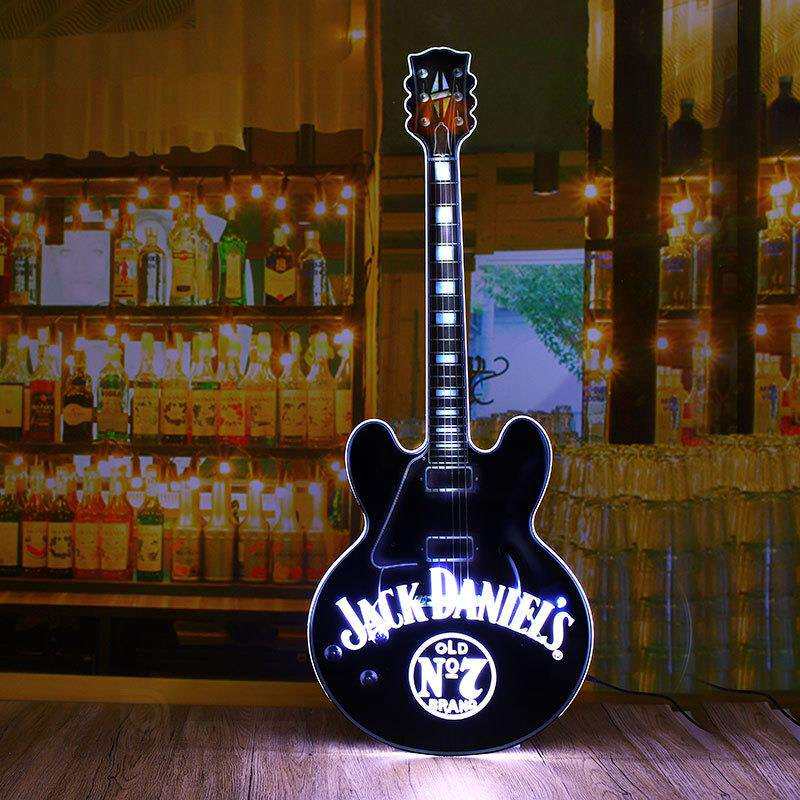 广州工厂吉他超薄灯箱 酒吧店铺室内装饰发光LED水晶灯箱