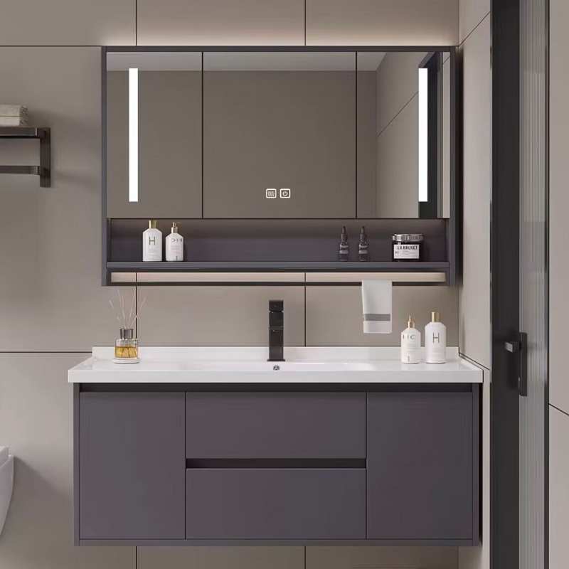 6R镜柜智能浴室单独挂墙除雾灯光卫生间收纳镜子实木带置物架梳妆