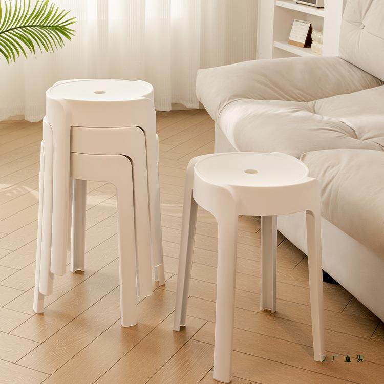 奶油风餐椅塑料凳子家用加厚现代简约风车凳客厅备用吃饭餐桌椅子