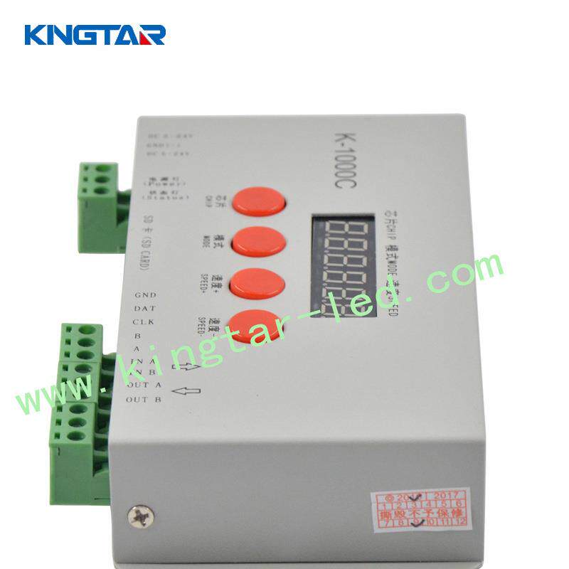 K-1000C带显示屏led灯带穿孔字灯串控制器SPI、DMX512LED控制器
