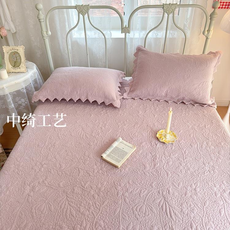 中绮 法式纯棉绗缝被四季通用床盖三件套可水洗厂家
