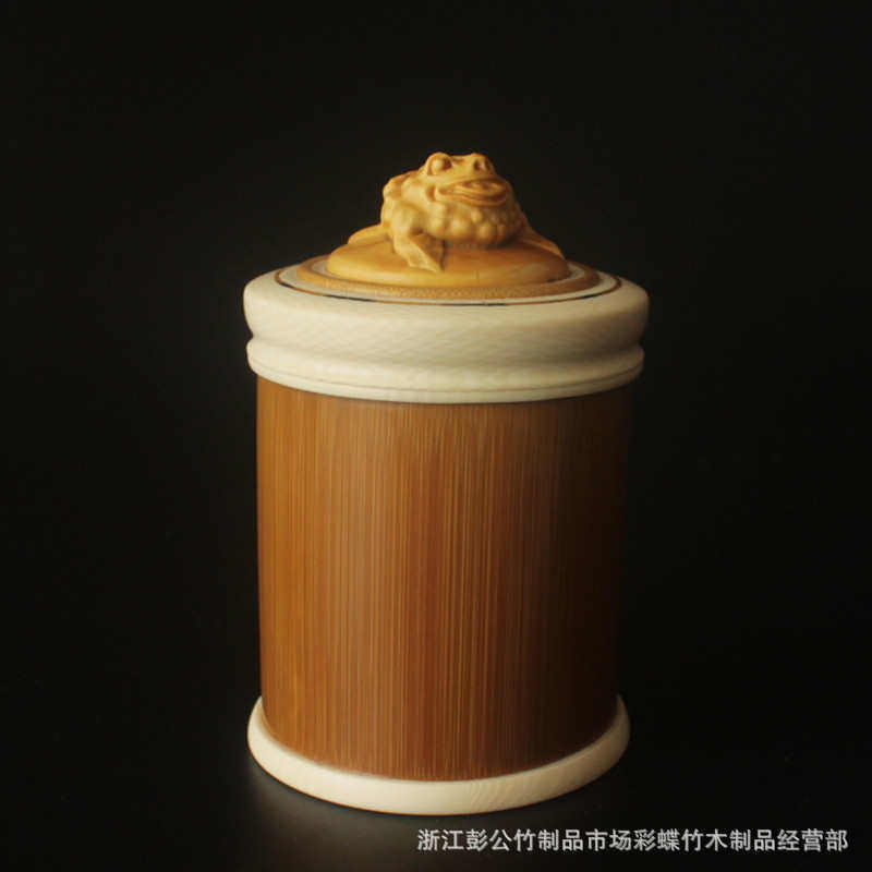 新品老玉竹茶叶罐海派镶嵌茶仓便携出游文玩把件茶宠收藏螺口金蟾,餐饮具,茶具礼盒,淘宝优惠券,粉丝福利购,淘宝优惠卷