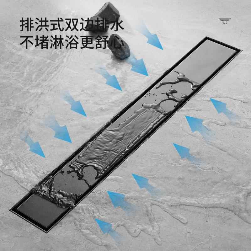 拉锈丝PTO04不地漏钢铜芯长条隐形加厚卫生间淋形浴大排量防臭地
