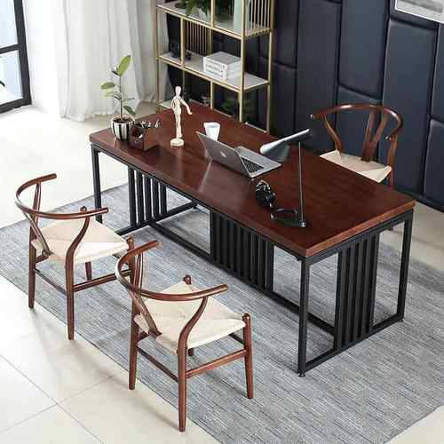 新中式实木办公桌老板工作台现代简约电脑桌长方形书桌餐桌茶桌椅