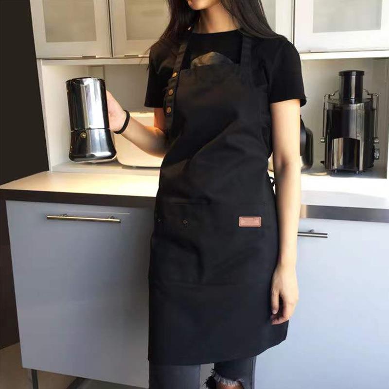 logo围裙家用厨房防水放油日式新款女夏季时尚奶茶餐饮工作服