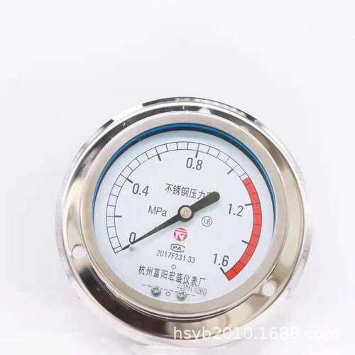 不锈钢耐震轴向带边/不带边压力表YNB100Z(T)，多规格M20*1.5螺纹