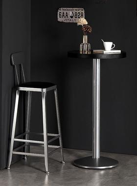 工业风酒16424吧台椅铁背高脚椅艺简约现代家用靠高椅子古吧复台