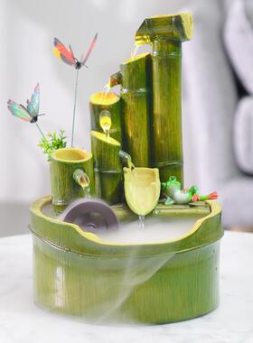 竹子流水喷泉摆件办公室桌面山水盆景循环水礼物节节高升客厅装饰