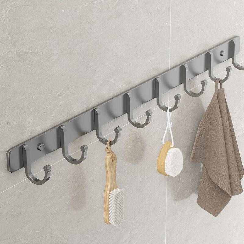 百字挂钩太空铝排钩免打孔衣帽钩门后钥匙钩子卫生间厨房置物架8