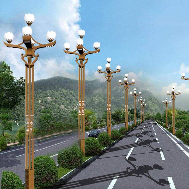 文旅玉兰灯12米中华灯路灯市政道路照明工程 五头灯led广场景观灯