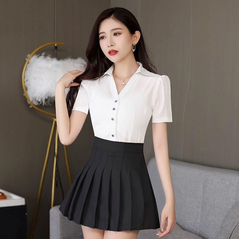 足浴技师工作服女夏季新款气质养生馆足疗沐足短袖衬衫套装百褶裙