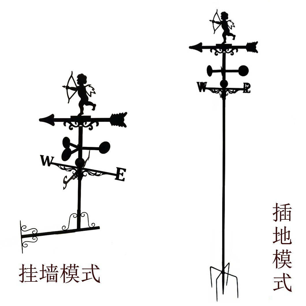 户外墙路标插件艺挂装饰两用方向标工艺品地花园金属插草坪铁
